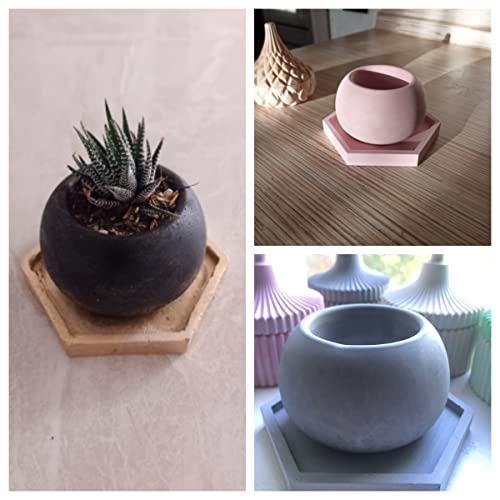 Topys Candle Jar Silicone Molds Set, Hexagonal Coaster Molds And Coconut Shape Container Moulds, Round Pot Molds For Making Uv Epoxy Plaster Concrete Storage Box Home Decor Planter #TOP6