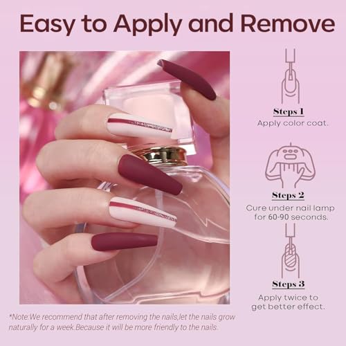 Image of modelones Gel Nail Polish Set Pastel 6Colors Burgundy Red Pink