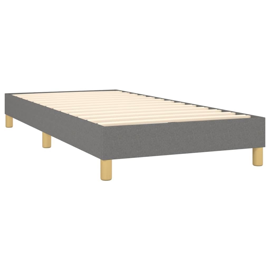 vidaXL Estructura de Cama con somier Tela Gris Oscuro 90x200 cm