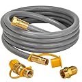 only fire 12Ft 1/2 inch ID Natural Gas Hose with Quick Connect Fittings Assembly for Low Pressure Appliance - 3/8" Female to 1/2" Male Adapter for Outdoor NG/Propane Appliance