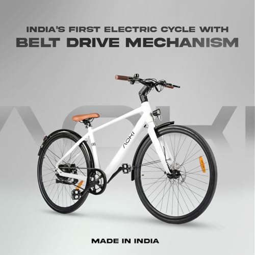 Image of Aoki Cadence GL Electric Urban Bicycle | Carbon Belt Drive | 250W Motor | Ultralight <20kg | Stem Display | 700C Tyres | Removable Battery | Arctic White