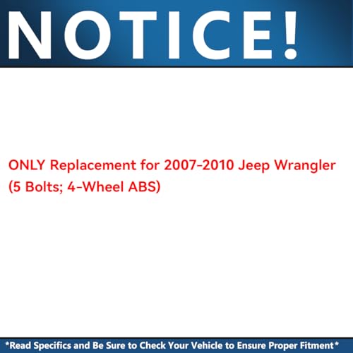 Image of Detroit Axle - 2 Front Wheel Bearing Hubs for Jeep Wrangler 2007-2010 [4-Wheel ABS], Replacement 2008 2009 Wrangler Wheel Bearing and Hubs Assembly Set