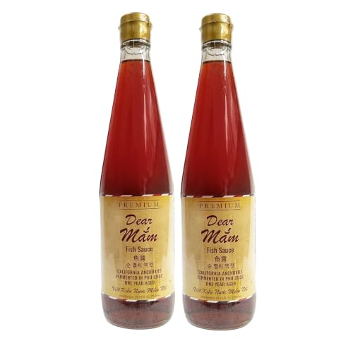 Dear Mam Premium Fish Sauce | California Anchovy | 1 Year Aged | Fermented Phu Quoc Vietnam | 25.36 fl oz (2 Bottles)