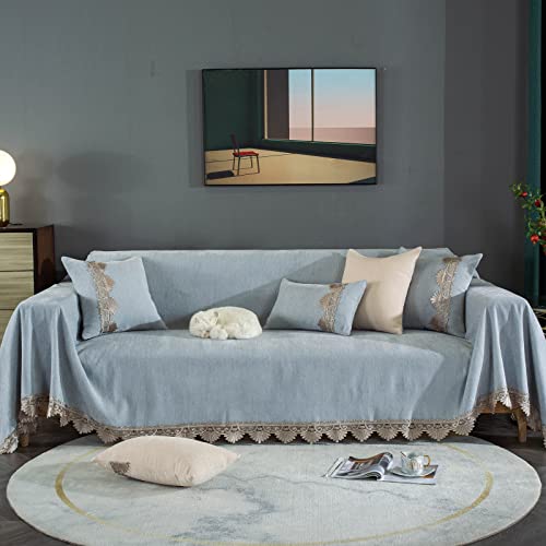 Couverture de canapé bleu gris clair plaid grand format 180x300cm - 2