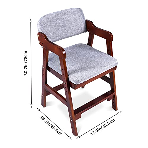 Mydio Wooden High Chair For Child Dining Adjustable Chair With Steps Study Chair With Cushion High Feeding Chair Steps Chair High For Your Kids (Brown) #TOP1
