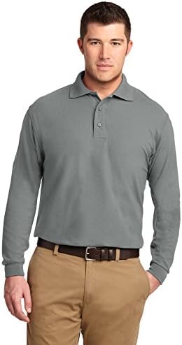 Port Authority Men's Long Sleeve Silk Touch Polo XXL Cool Grey