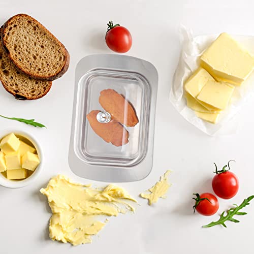 Topbathy Butter Dish With Lid Handle 2- Piece Design Stainless Steel Butter Keeper Covers Covered Butter Dish Butter Container Dishwasher Safe For Food Cake Dessert Fruit #TOP6