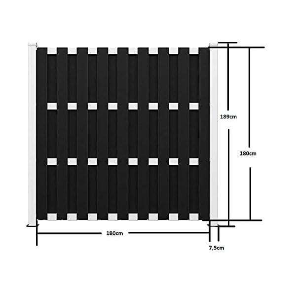 wpc Zaunelement I sichtschutzzaun I Lamellenzaun 180 x 180 I komplettset (1 Feld +1 Pfosten(1,87m), Braun) – Bild 3