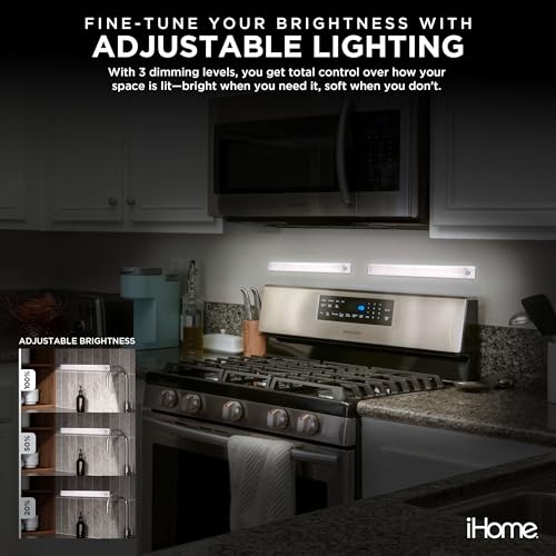 Image of iHome Rechargeable Auto Sensing Light Bars, Motion Sensor, Dimmable, Auto /Always-On Modes, Easy Installation (5-Pack (2 Light Bars & 3 Puck))