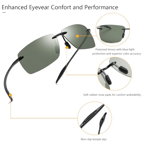 Image of Mens Sunglasses Polarized Frameless z87 Safety Sun Glasses For Women UV400 Anti Glare Mirror Mztrix Bex Sunglasses
