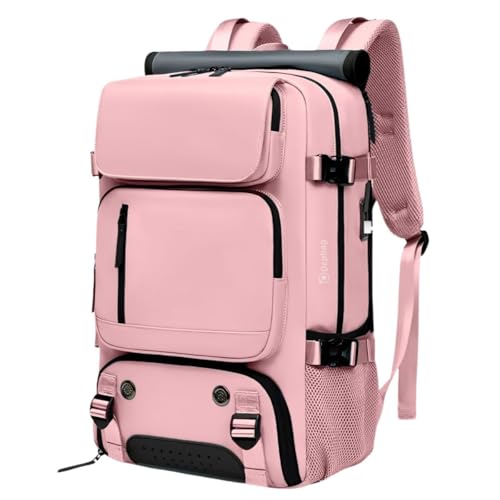 Mochila Espaçosa Reforçada USB Alça Costas Mão Lateral Tranversal Removível Impermeável Bolso Ventilado Tênis (Coral)