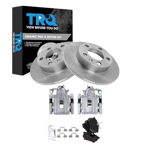 Image of TRQ Rear Brake Pad & Rotor Kit Ceramic Compatible with 2000-2006 Audi TT TT Quattro 1999-2004 Volkswagen Jetta