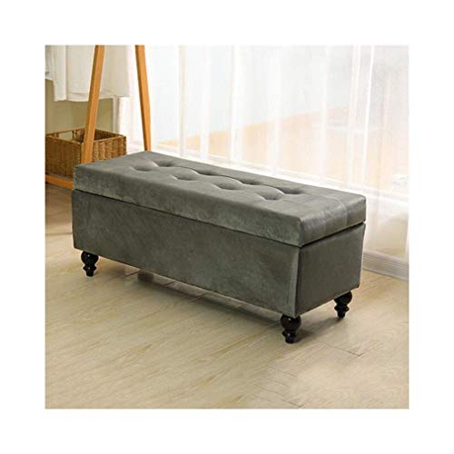 Pouf coffre rectangulaire gris pour optimiser un petit salon - 2