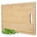 Bambuswerk drewniana deska do krojenia z rowkiem na sok i tacką na odpadki – bardzo masywna deska do krojenia z drewna bambusowego – stabilna deska kuchenna, deska drewniana kuchnia