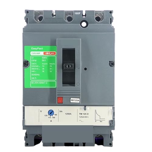 Disjoncteur tripolaire CVS160F 125A idéal pour sécuriser un moteur industriel triphasé