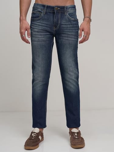 Image of Highlander Mens Tapered Fit Denim Jeans for Man| Regular Length|Mid-Rise|Stretchable Fit| Jeans for Man | Men Jeans