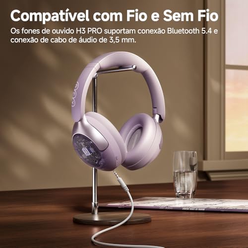 QCY H3 PRO ANC Fone de Ouvido Bluetooth, Headphone ANC Adaptáveis, Cancelamento Ativo de Ruído de 50