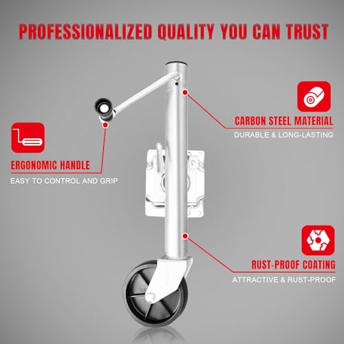 Image of Big RED ATR39001R-1 Torin Boat Trailer Jack with Single Wheel (6 Inch): Swing-Back Bolt-On Heavy Duty Swivel Tongue Trailer Jack, 1000 Lbs. Capacity