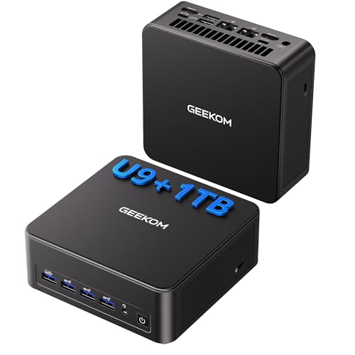 GEEKOM IT13 MAX AI Mini PC, Intel Ultra 9 185H(TDP 65W) Idea Code/Tasks/Gaming, 16GB DDR5(Up to 96GB) 1TB SSD(Up to 4TB), Windows 11 Pro, Arc GPU,Video Editing, Dual 2.5GbE LAN, WiFi 7,8K Quad Display