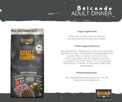 Belcando Adult Dinner - 3x1kg Trockenfutter Bundle für ausgewachsene Hunde – Mit Geflügel, Reis & Traubenkernmehl – Ideal für Hunde mit normaler Aktivität – Hoher Fleischanteil – Made in Germany