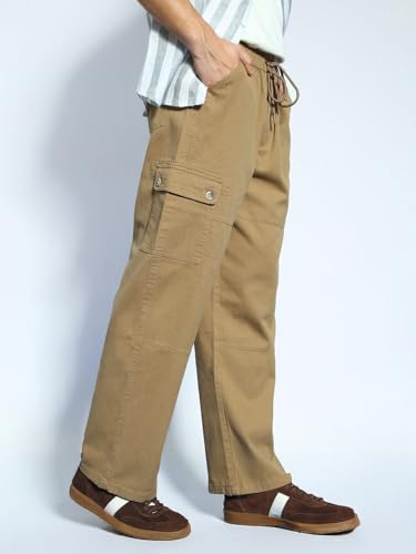 Image of Urbano Fashion Men's Loose Baggy Fit Cargo Jogger Chino Pant with 6 Pockets Stretchable