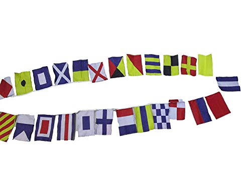 Brass Blessing Nautical Sailboat Boating Code Flag - 26 Flags Bunting -25 Feet Long - 100% Cotton â€“ Nautical/Boat/Beach Party (5177)