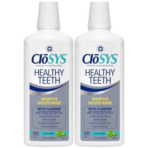 CloSYS Healthy Teeth Mouthwash with Fluoride, 32 oz (Twin Pack)