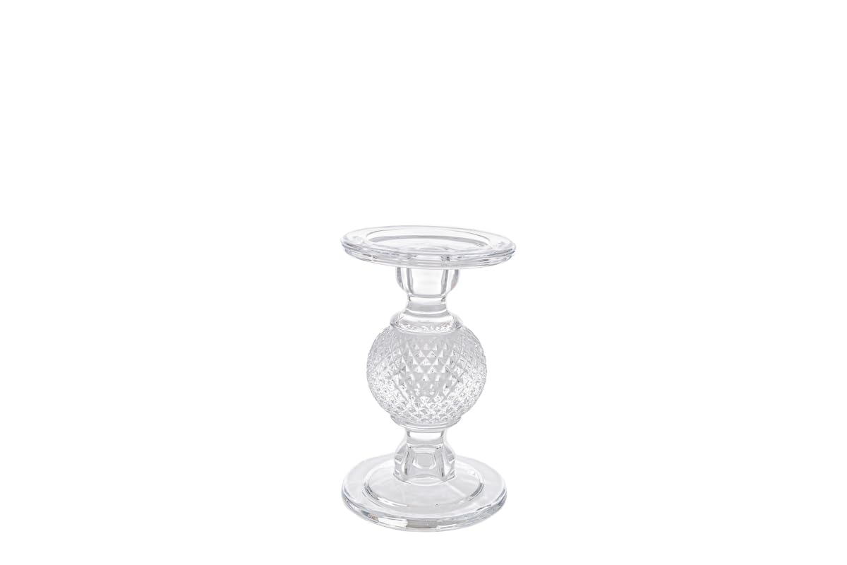 Mondocreazioni Elegant Wedding Favour Candle Holder in Transparent Glass Dorothy ST (Diameter 11.5 x H.18 CM-Art 10058)