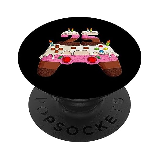 Bday Gamer Boy nivel Veinticinco años 25 Años Cumpleaños PopSockets PopGrip Intercambiable