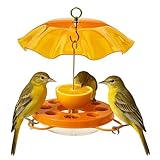 Birds Choice Oriolefest Oriole Bird Feeder with Protective Weatherguard | Hanging Bird Feeder for Jelly, Oranges & Nectar | 4 Feeding Ports & Trays with Ant Moat & Bee Guards | 12 oz, Orange