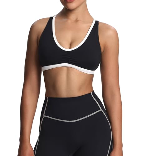 Aoxjox Women's Workout Fitness Rory Ruched Sports Bras Yoga Crop Tank