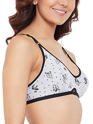 Image of Clovia Women's Cotton Rich Non-Padded Non-Wired Floral & Polka Print Bra