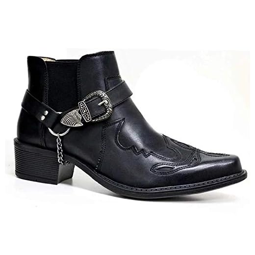 NANFAN Hommes Casual Vintage Court Bottine Western Cowboy Bottes Broderie Chaussure Équestre Grande Taille Bout Pointu Chevalier Équitation Botte De Moto,Black-43