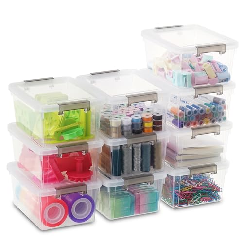 Citylife 10 Pack Storage Boxes with Lids Plastic Small Clear...