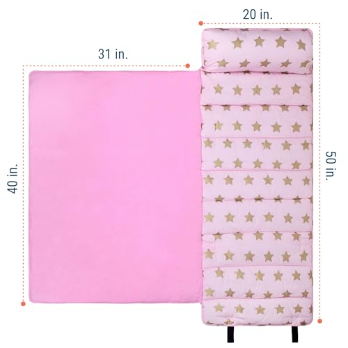 image for Wildkin Kids Original Nap Mat – Cozy Kids Sleep Mat with Pillow, Ide