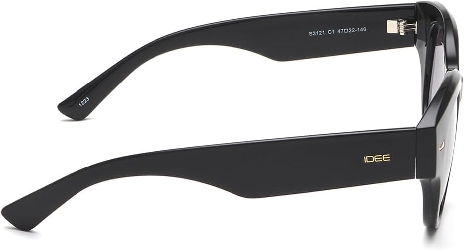 IDEE 100% UV Protected Sunglasses for Women with Black Polycarbonate Frame Size Small with Grey Lens