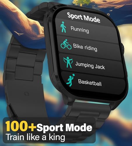 Image of PunnkFunnk H9 Metal Smart Watch 2.01 inch TFT Display, Bluetooth 5.0 with 100+ Sports Mode, Heart Rate & Blood Oxygen Monitor, Call & Message Reminders Compatible with Android & iOS (Metal Black)