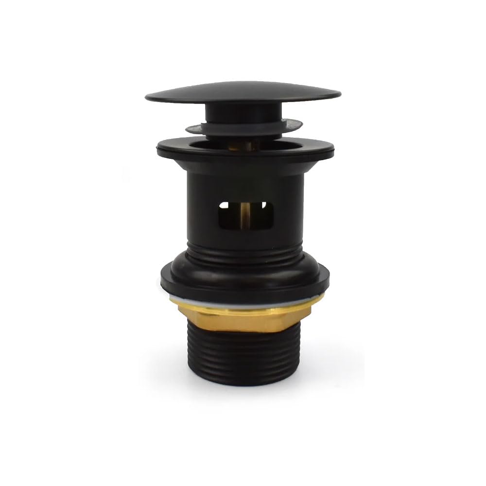 Válvula de lavabo ranurada negro mate con tuerca de latón macizo para baños modernos