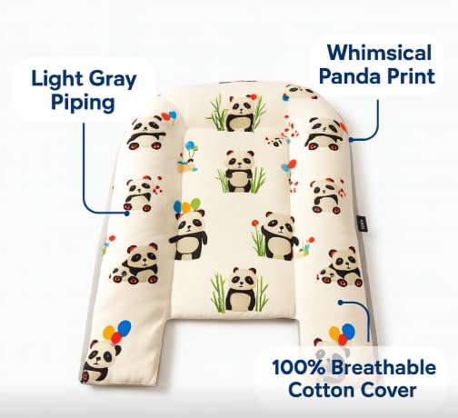 Baby Play Mat – Soft, Portable Infant Floor Seat for Supervised Play, Tummy Time & Bonding – Organic Cotton, Machine Washable, Panda Design