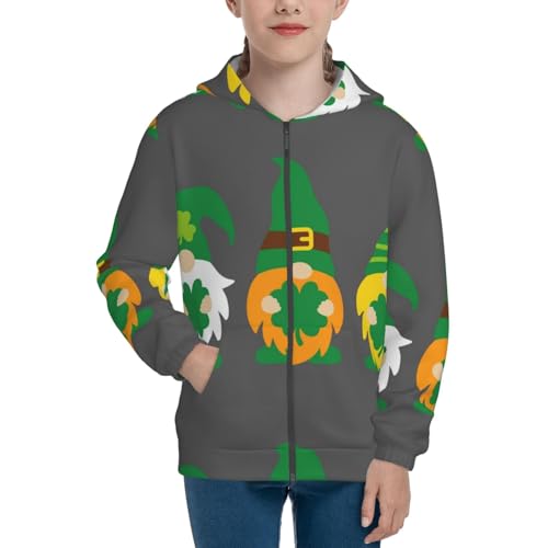 Spring St Patrick’S Day Irish Gnomes Kids Pullover Hoodies Boys Zip Up Sweatshirts Girls Athletic Clothes with Pocket3