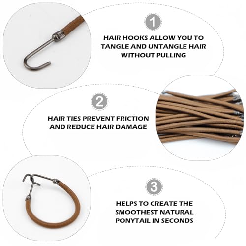 ZJIVQO 40 PCS Hair Tie Hooks - Ponytail Hooks, Bungee Cords, Elastic Headbands & Rubber Bands for Girls & Women - Brown - Image 3