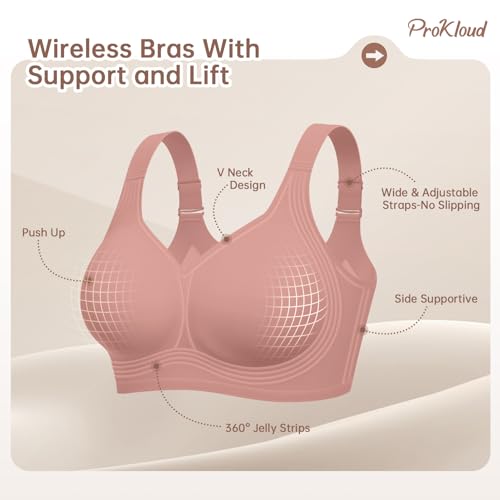 Image of ProKloud Jelly Bras for Women No Underwire Wireless Bra with Support and Lift Full Coverage Plus Size Comfy Seamless Bra