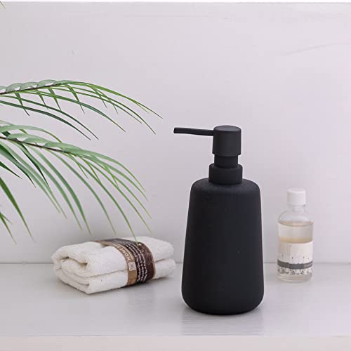 Abbi Nimo Matte Black Hand Soap Dispenser For Bathroom Countertop, 13 Oz Soft Touch Ceramic Soap Dispenser For Kitchen, Refillable Lotion Dispenser With Rubber Paint #TOP5