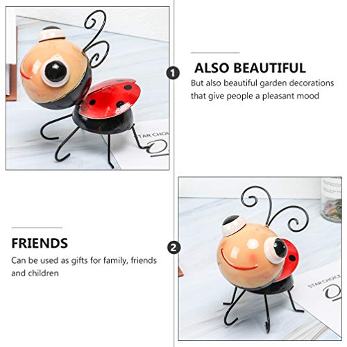 Yardwe Metal Garden Art Decoration Ladybug Insect Garden Outdoor Statue Decor Decorative Figurine For Path Yard Lawn Patio Backyard #TOP2