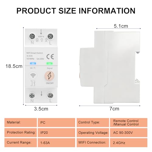 Disjoncteur connecté WiFi Tuya 63A avec mesure consommation - 2