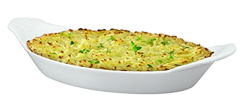 Hic Harold Import Co. Kitchen Oval Au Gratin Baking Dish Set, Fine White Porcelain, 10-Inch, Set Of 4 #TOP2