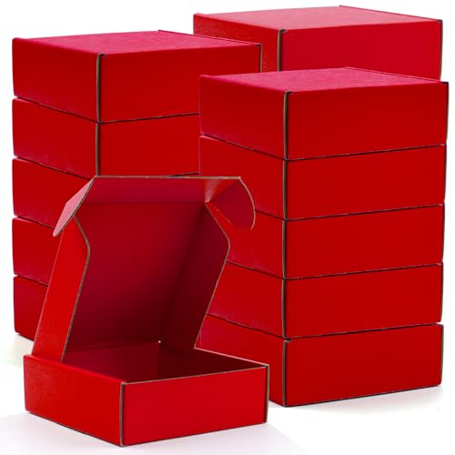 Image of Cardboard Boxes,15 Pack Shipping Boxes 6x6x2 Recyclable Mailing Boxes Colored Corrugated Cardboard Box Small Storage Boxes for Shipping, Mailing, Gifts Packaging (Red)