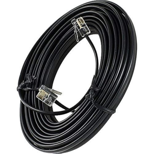 Bistras 100' Foot Black Telephone Extension Cord Cable Line Wire RJ-11