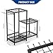 Garden Tool Organizer with 2-Tier Steel Shelves, Holds 50 Long-Handled Tools/Rakes/Brooms/Shovles for Garage Organization and Storage, Shed, Outdoor, Lawn, Heavy-Duty Steel, Black, Easy Assembly