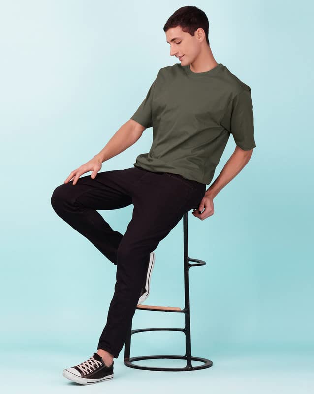 Image of Nusyl Men Solid Oversized t-Shirt - NUMCOTSH0001